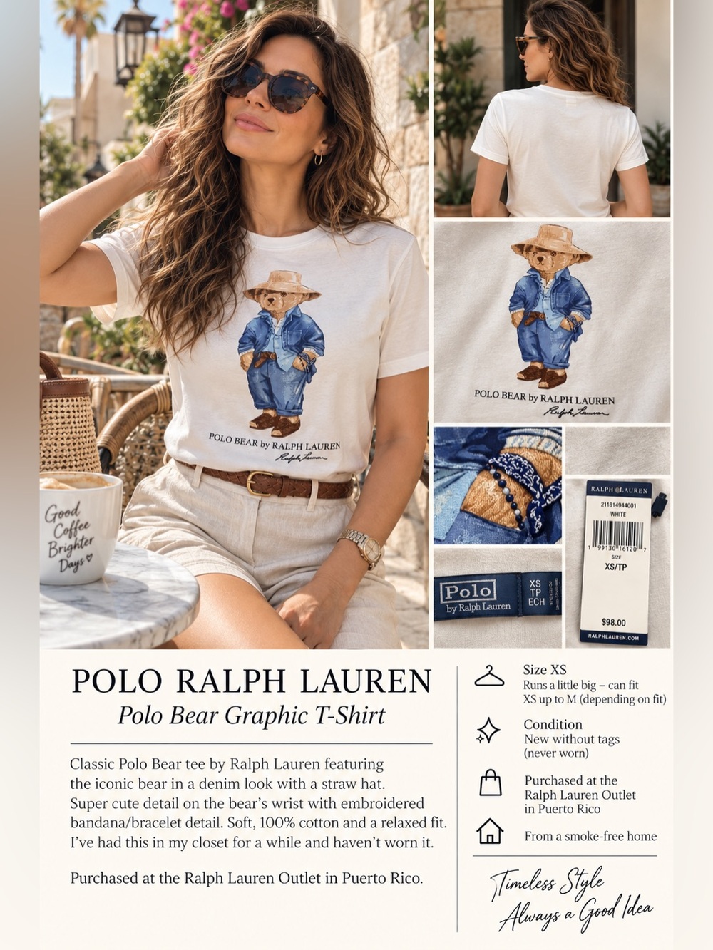 Polo Ralph Lauren Polo Bear White Graphic T-Shirt – XS